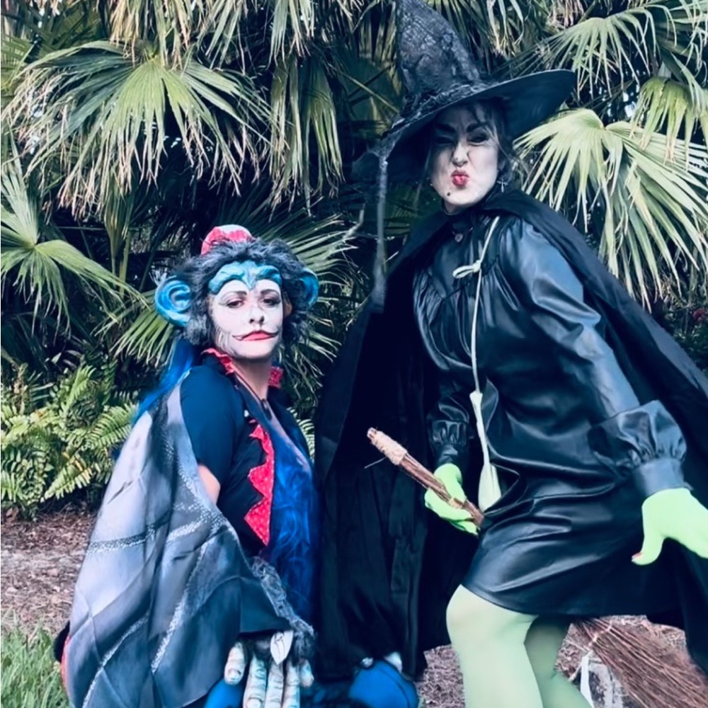 Witch and Monkey Adult Costume Set - Black, Blue, Green
